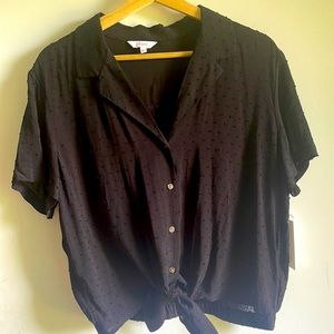 Black tie front shirt